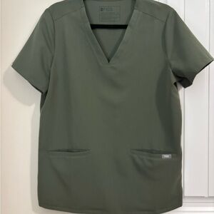 Figs Moss Green Technical Scrub Top
